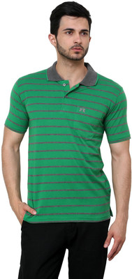 

Cotton County Premium Striped Men's Flap Collar Neck Green T-Shirt