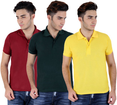 

Sanvi Traders Solid Men Polo Neck Multicolor T-Shirt(Pack of 3