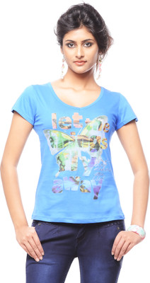 

Trendy Girlz Graphic Print Women's Round Neck Blue T-Shirt, Strong blue