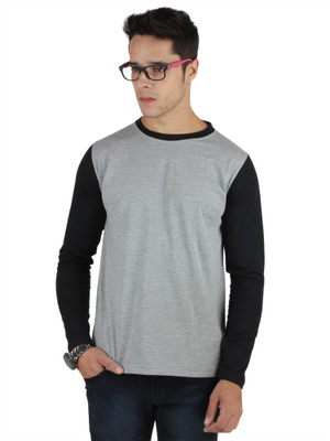 

SayItLoud Solid Men' Round Neck Grey, Black T-Shirt