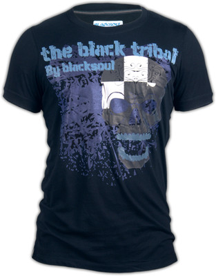 

Black Soul Printed Men's Round Neck Black T-Shirt, Jet black