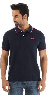 

Flying Machine Solid Men's Polo Neck Dark Blue T-Shirt, Navy