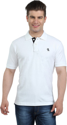 

The Cotton Company Solid Men' Polo Neck White T-Shirt, Aspen white