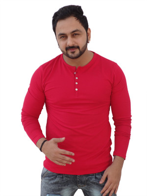 

Black Collection Solid Men's V-neck Red T-Shirt