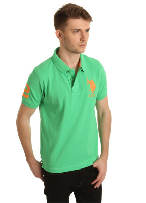 

U.. Polo Assn. Solid Men' Polo Neck Green T-Shirt, Irish green
