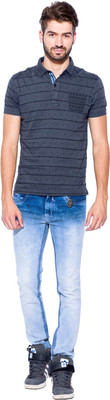 

Mufti Printed Men's Polo Neck Grey, Black T-Shirt