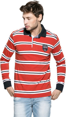 

Mufti Striped Men's Polo Neck Orange, Multicolor T-Shirt
