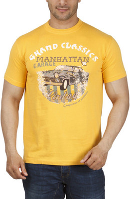 

Parx Printed Men's Fashion Neck Yellow T-Shirt