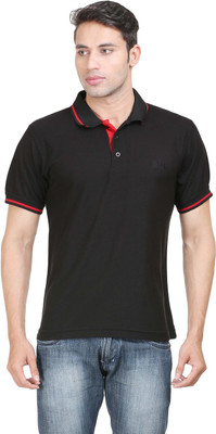 

Sniper Solid Men' Polo Neck Black T-Shirt