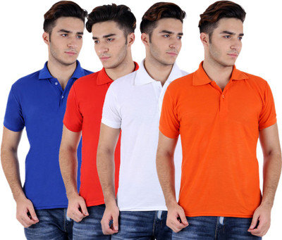 

Sanvi Traders Solid Men Polo Neck Multicolor T-Shirt(Pack of 4
