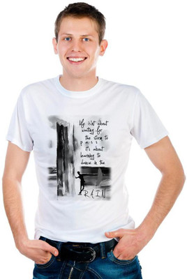 

6th Cross Graphic Print Men's Round Neck White T-Shirt