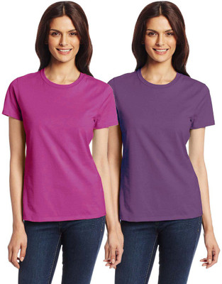 

Espresso Casual Short Sleeve Solid Women' Multicolor Top, Purple/grape