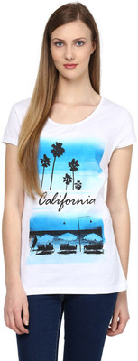 Ajile by Pantaloons Graphic Print Women's Round Neck White T-Shirt
