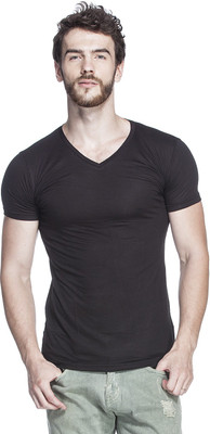 

Tinted Solid Men's V-neck Black T-Shirt