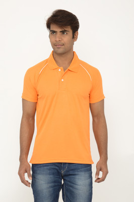 

Scott International Self Design Men's Polo Neck Orange T-Shirt