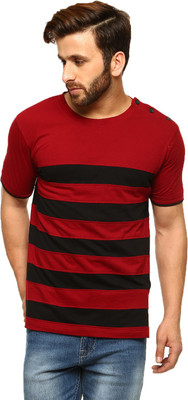 

Gritstones Striped Men's Round Neck Maroon T-Shirt, Maroon01