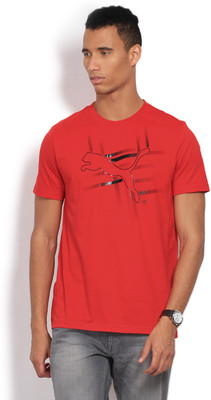 

Puma Graphic Print Men's Round Neck Red T-Shirt, Puma red