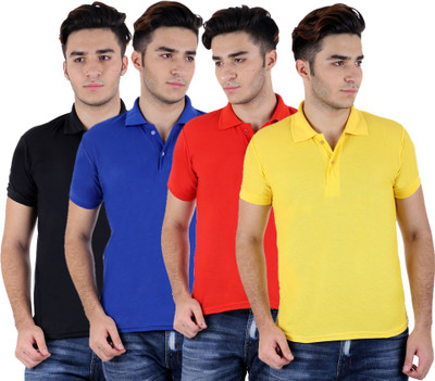 

Sanvi Traders Solid Men Polo Neck Multicolor T-Shirt(Pack of 4