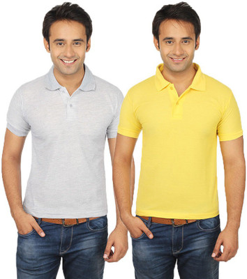

Quetzal Solid Men's Polo Neck Grey, Yellow T-Shirt(Pack of 2