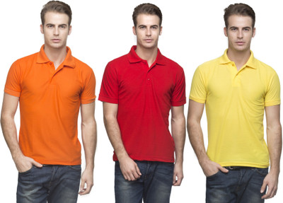 

Lambency Solid Men's Polo Neck Orange, Red, Yellow T-Shirt(Pack of 3