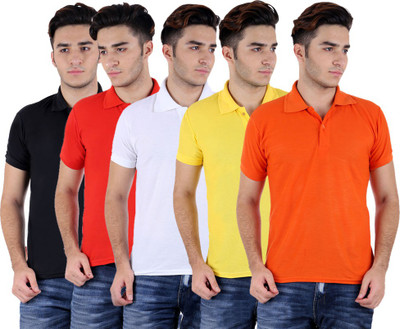 

Sanvi Traders Solid Men Polo Neck Multicolor T-Shirt(Pack of 5