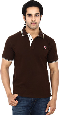 

Stackia Solid Men's Polo Neck Brown T-Shirt