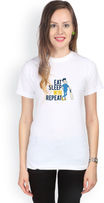 

Campus Sutra Printed Women' Round Neck White T-Shirt