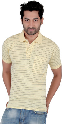 

Awack Striped Men's Polo Neck Yellow T-Shirt