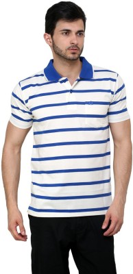 

Cotton County Premium Striped Men's Flap Collar Neck Blue T-Shirt