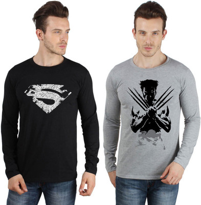 

SayItLoud Graphic Print Men's Round Neck Black, Grey T-Shirt(Pack of 2