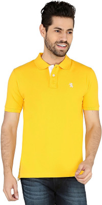 

The Cotton Company Solid Men's Polo Neck Yellow T-Shirt