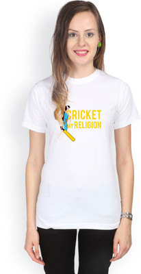 

Campus Sutra Printed Women' Round Neck White T-Shirt