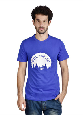

Menlo Graphic Print Men's Round Neck Blue T-Shirt