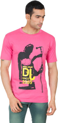 

Winfield Printed Men's Round Neck Pink T-Shirt