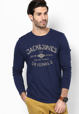 

Jack & Jones Graphic Print Men's Round Neck Dark Blue T-Shirt, Peacoat