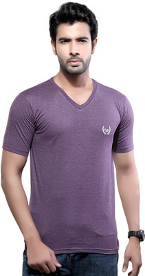 

D.O. Solid Men's V-neck Purple T-Shirt, Violet