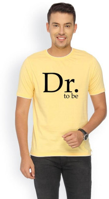 

Campus Sutra Printed Men Round Neck Yellow T-Shirt