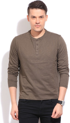 

Flippd Solid Men's Henley Brown T-Shirt, Coffee