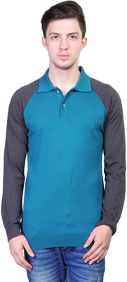 

Kalt Solid Men Polo Neck Green T-Shirt