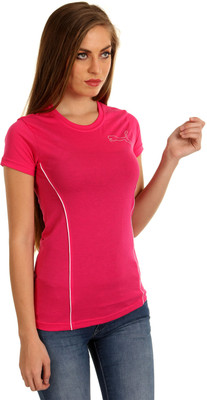 

Puma Solid Women' Round Neck Pink T-Shirt, Beetroot purple