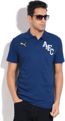 

Puma Solid Men' Polo Neck Blue T-Shirt, Estate blue