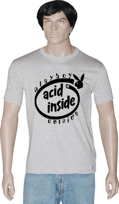 

Tshirt.in Graphic Print Men' Round Neck Grey T-Shirt, Grey melange