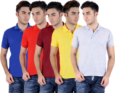 

Sanvi Traders Solid Men Polo Neck Multicolor T-Shirt(Pack of 5