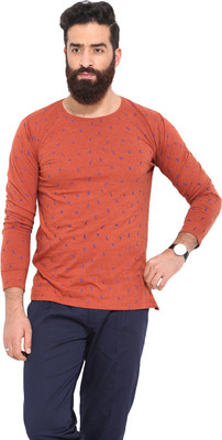

Mr Button Printed Men's Round Neck Orange T-Shirt, Cotton