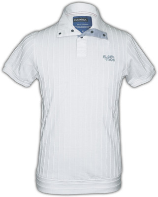 

Black Soul Self Design Men's Fashion Neck White T-Shirt, White pin tucks