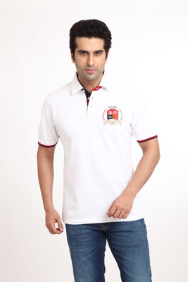 Park Avenue Solid Men's Polo Neck White T-Shirt