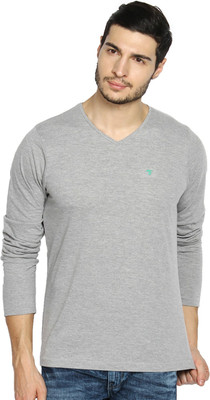 

The Indian Garage Co. Solid Men's V-neck Grey T-Shirt