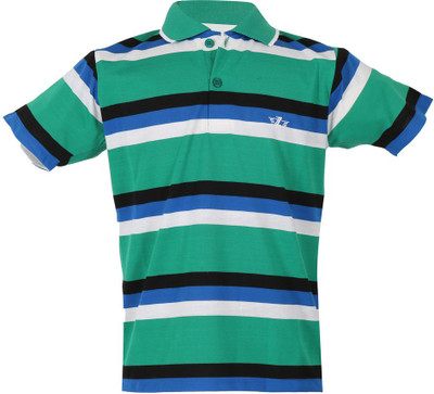 

Awack Boys Striped Cotton T Shirt(Green, Pack of 1