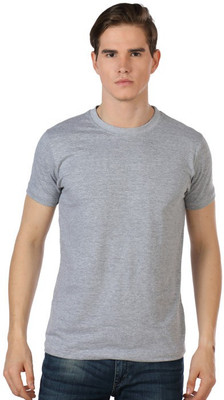 

Shootr Solid Men's Round Neck Grey T-Shirt, Grey melange