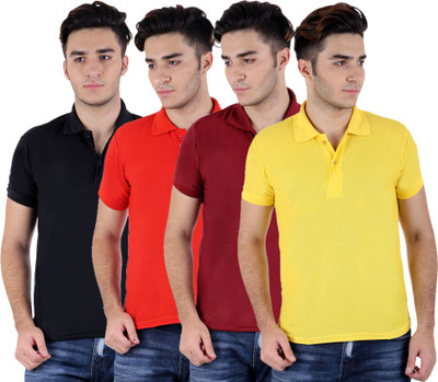 

Sanvi Traders Solid Men Polo Neck Multicolor T-Shirt(Pack of 4